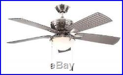 Large Indoor Outdoor Ceiling Fan Brushed Nickel Blades Frosted Glass Light Kit