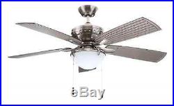 Large Indoor Outdoor Ceiling Fan Brushed Nickel Blades Frosted Glass Light Kit