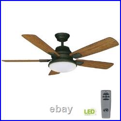 Latham 52 in. LED Indoor Oil Rubbed Bronze Ceiling Fan with Light Kit and Remote