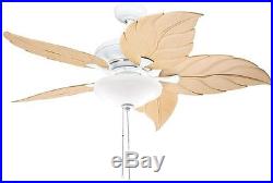 Leaf Style Casual White 52 Inch Ceiling Fan With 2 Light Kit Set Home Decorative