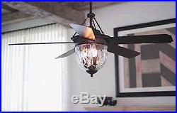 Litex 52-in Antique Bronze Downrod Mount Ceiling Fan with Light Kit and Remote