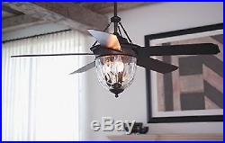 Litex Antique Bronze Downrod Mount Ceiling Fan with Light Kit and Remote 52-in