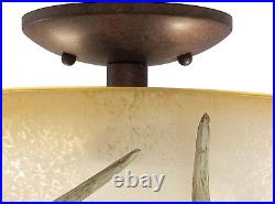 Lodge 2L LED Bronze Rustic Antler Semi Flush Ceiling Light or Fan Light Kit