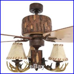 Lodge Ceiling Fan Indoor Nutmeg with Light Kit Rustic 3 Speed Remote Control New