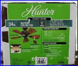 Lot of 2 Hunter Watson 34 Indoor Ceiling Fan New Bronze LED 52090