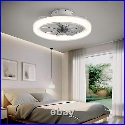 Low Profile Ceiling Fan 20, Flush Mount with Dimmable Lights and Remote, White
