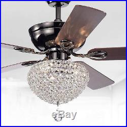 Luxury Chandelier Vintage Crystal Ceiling Fan Light Lamp Kit Home Decor 52