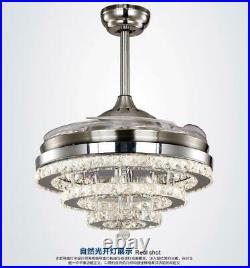 Luxury Crystal Lamp 42Invisible Ceiling Fan Chandelier withLED Light Kit & Remote