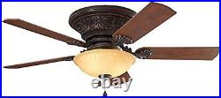 Lynstead 52-In Bronze LED Indoor Flush Mount Ceiling Fan with Light Kit 5-Blade