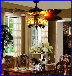 Makenier Vintage Tiffany Stained Glass Flowers Uplight Ceiling Fan Light Kit