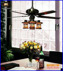 Makenier Vintage Tiffany Style 4-light Dragonfly Downlight Ceiling Fan Light Kit