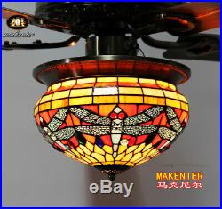 Makenier Vintage Tiffany Style Dragonfly Single-light Ceiling Fan Light Kit