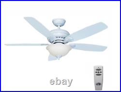 Matte White Ceiling Fan LED Indoor 52 in. With Light Kit and Remote Control