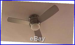 Mazon 44-in brush nickel flush mount indoor ceiling fan with led light kit with