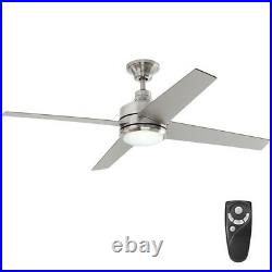 Mercer 52 in. LED Ceiling Fan Indoor Brushed Nickel with Light Kit Remote Control