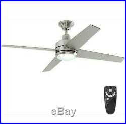 Mercer 52 in. LED Indoor Brushed Nickel Ceiling Fan with Light Kit and Remote