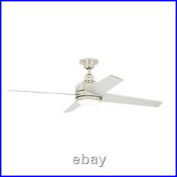 Mercer 52 in. LED Indoor Brushed Nickel Ceiling Fan with Light Kit and Remote Co