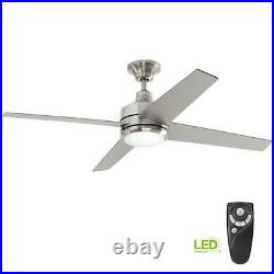 Mercer 52 in. LED Indoor Brushed Nickel Ceiling Fan with Light Kit and Remote Co