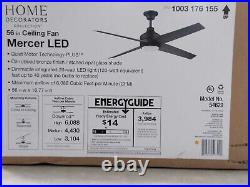 Mercer 56 in. Integrated LED Indoor Oil Rubbed Bronze Ceiling Fan with Light Kit