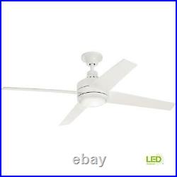 Mercer 56 in. Integrated LED Indoor White Ceiling Fan with Light Kit and Remote