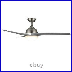 Merra 52 in. LED Indoor Brushed Nickel Ceiling Fan with Light Kit