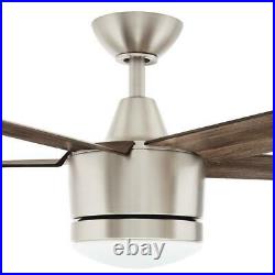 Merwry 52 in. Integrated LED Indoor Brushed Nickel Ceiling Fan with Light Kit