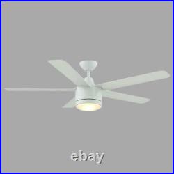 Merwry 52 in. Integrated LED Indoor White Ceiling Fan With Light Kit & Remote cont