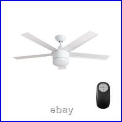 Merwry 52 in. LED Ceiling Fan Indoor Integrated Light Kit Remote Downrod White