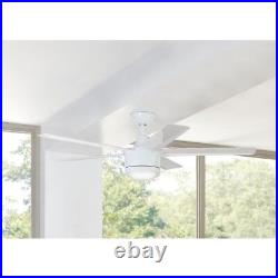 Merwry 52 in. LED Ceiling Fan Indoor Integrated Light Kit Remote Downrod White