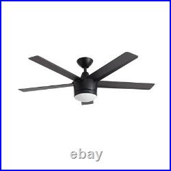 Merwry 52 in. LED Ceiling Fan with Indoor Light Kit Remote Control Matte Black