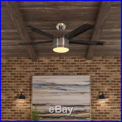 Merwry 52 in. LED Indoor Brushed Nickel Ceiling Fan withLight Kit + Remote Control