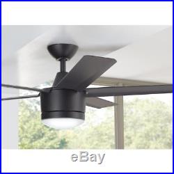 Merwry 52 in. LED Indoor Matte Black Ceiling Fan Light Kit and Remote Control