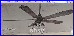 Minka Aire F852L-BN Alva 56 Inch Ceiling Fan w Light Kit. Brushed Nickel Grey Bl