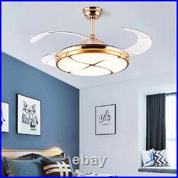 Modern 42 Chandelier Invisible Ceiling Fan LED Kit Remote 3-Color Change Light