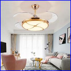 Modern 42 Chandelier Invisible Ceiling Fan LED Kit Remote 3-Color Change Light