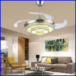 Modern 42'' Crystal Chandelier Ceiling Fan for Living Room with LED Light Kit