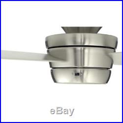 Modern 44 Brushed Nickel Flush Mount Indoor 3-Blade Ceiling Fan Light Kit, New