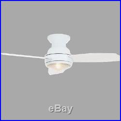 Modern 44 in White Ceiling Fan Flush Mount 3 Blade Light and Remote Control Kit