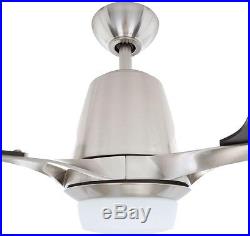 Modern 52 In. Ceiling Fan Dome Style Light Kit with frosted Glass Brushed Nickel