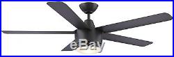 Modern 52 inch Ceiling Fan with LED Light and Remote Control Kit Indoor Black