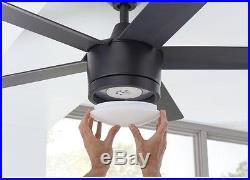 Modern 52 inch Ceiling Fan with LED Light and Remote Control Kit Indoor Black