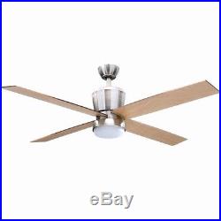 Modern 52 inch Ceiling Fan with Light and Remote Control Kit Brushed Nickel NEW