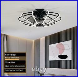 Modern Ceiling Fan With Light kit Remote Control LED Warm White Lamp Black/White