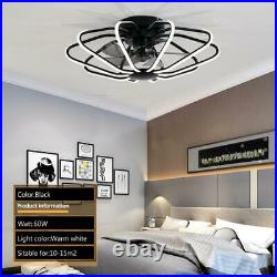 Modern Ceiling Fan With Light kit Remote Control LED Warm White Lamp Black/White