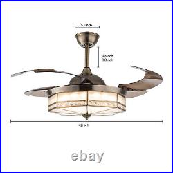 Modern Classic Ceiling Fan with Light Retractable Blades Remote 3 Color Lamp New