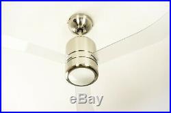 Modern ceiling fan with light kit and remote Loft Nickel / Clear 112 cm 44