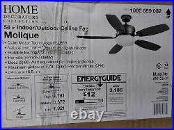 Molique 54 in. Indoor/Outdoor Natural Iron Ceiling Fan with Light Kit and Wall