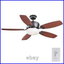 Molique 54 in. Indoor/Outdoor Natural Iron Ceiling Fan with Light Kit and Wall