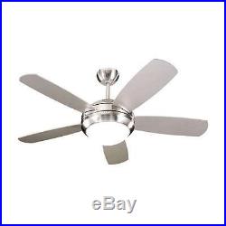Monte Carlo 5DI44BSD, Discus II 44 Ceiling Fan With Light Kit In Brushed Steel