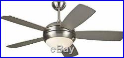 Monte Carlo Discus II 44 in. Indoor Brushed Steel Ceiling Fan with Light Kit /655